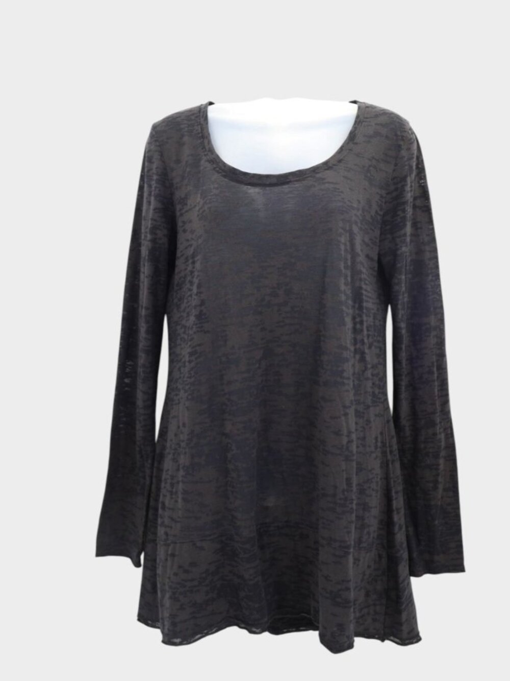 Peruvian Connection Women's Size Small Black Burnout Swing Tunic Top Long Sleeve
